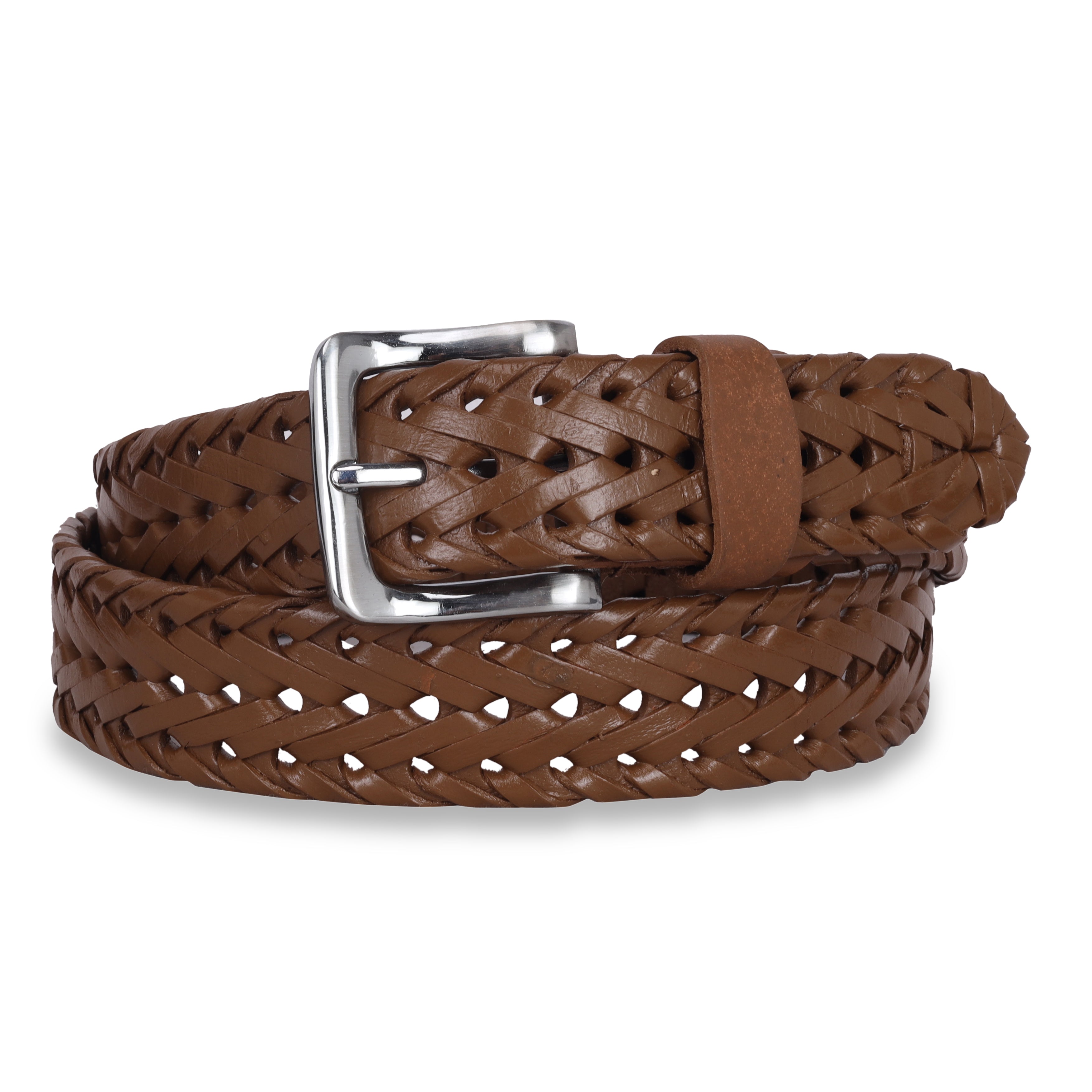 Men Braided Stretchable Leather Belt