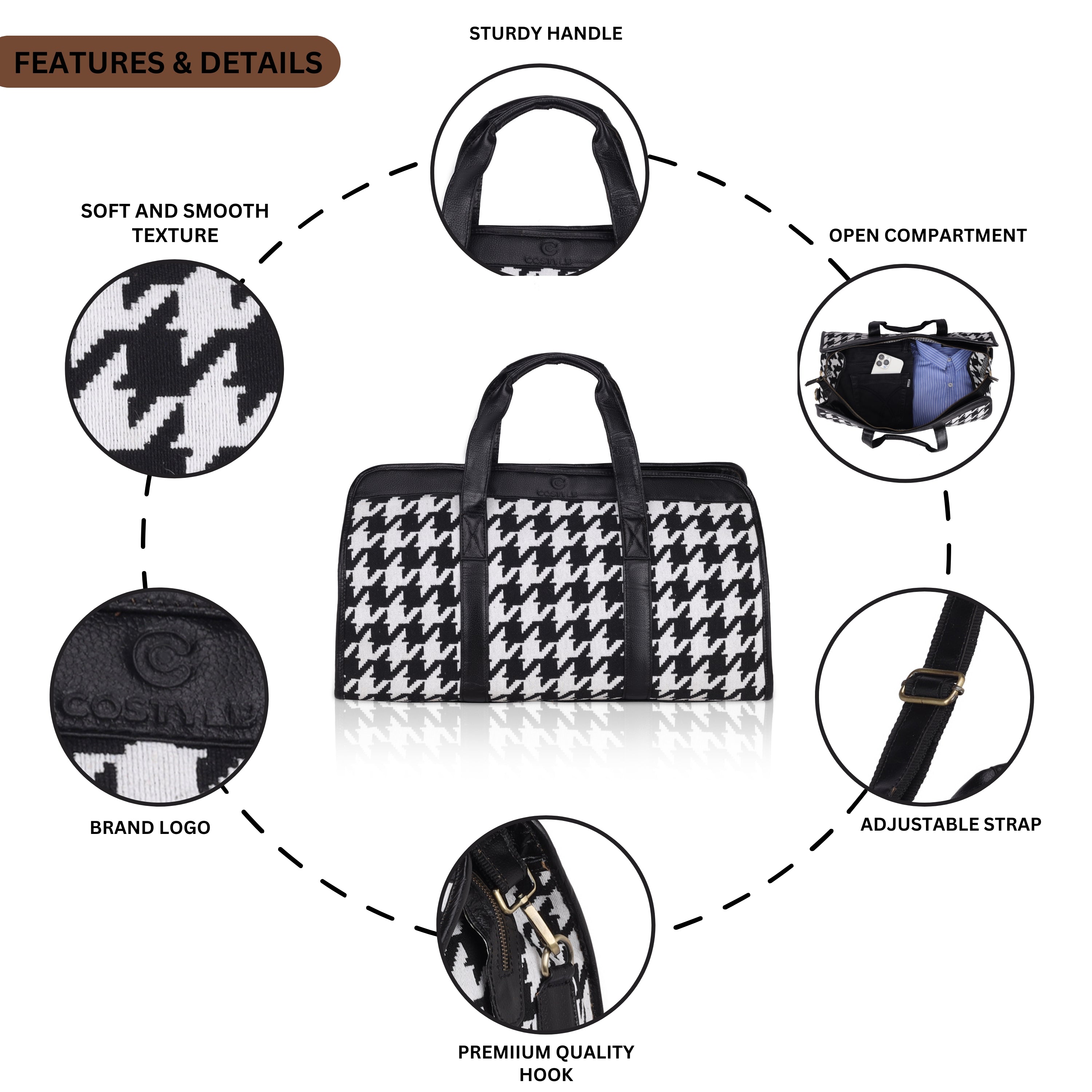 Weekender Canvas & Leather Duffle Bag.