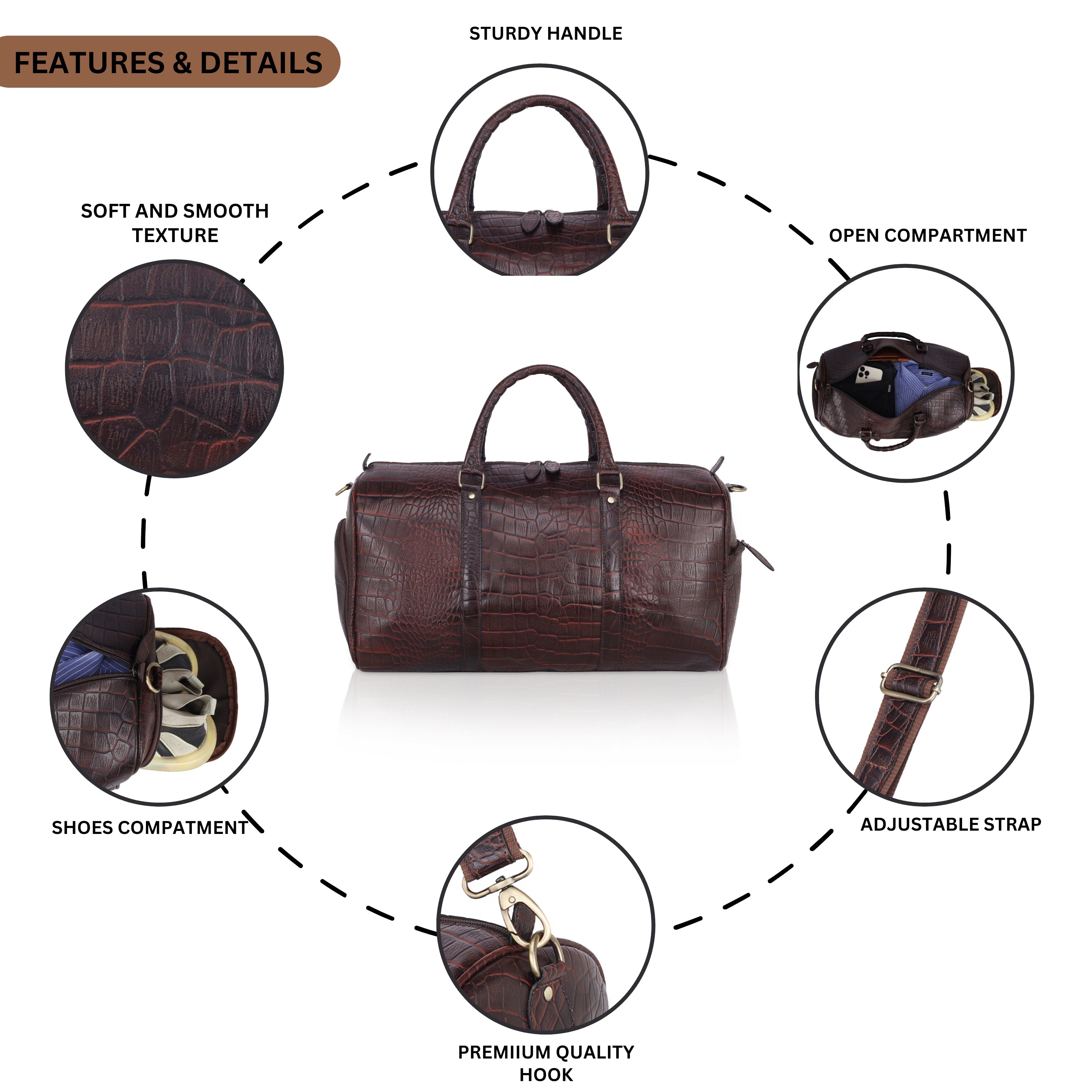 Costyle Croco Leather Duffle Bag
