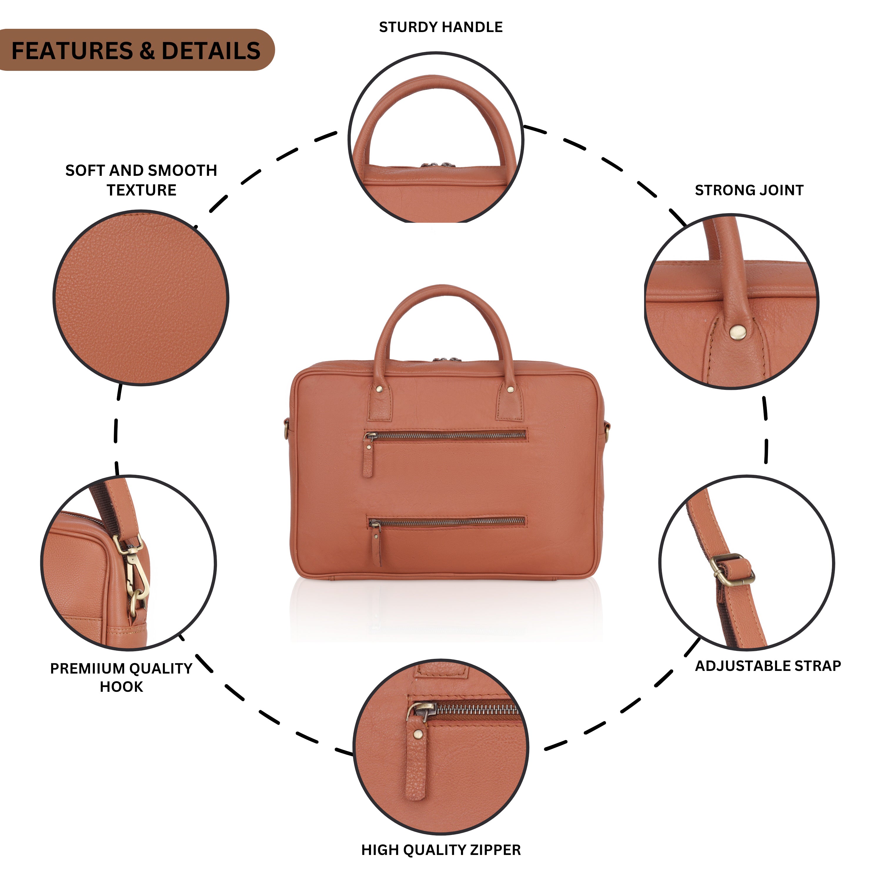 COSTYLE Luxe Leather Laptop Bag