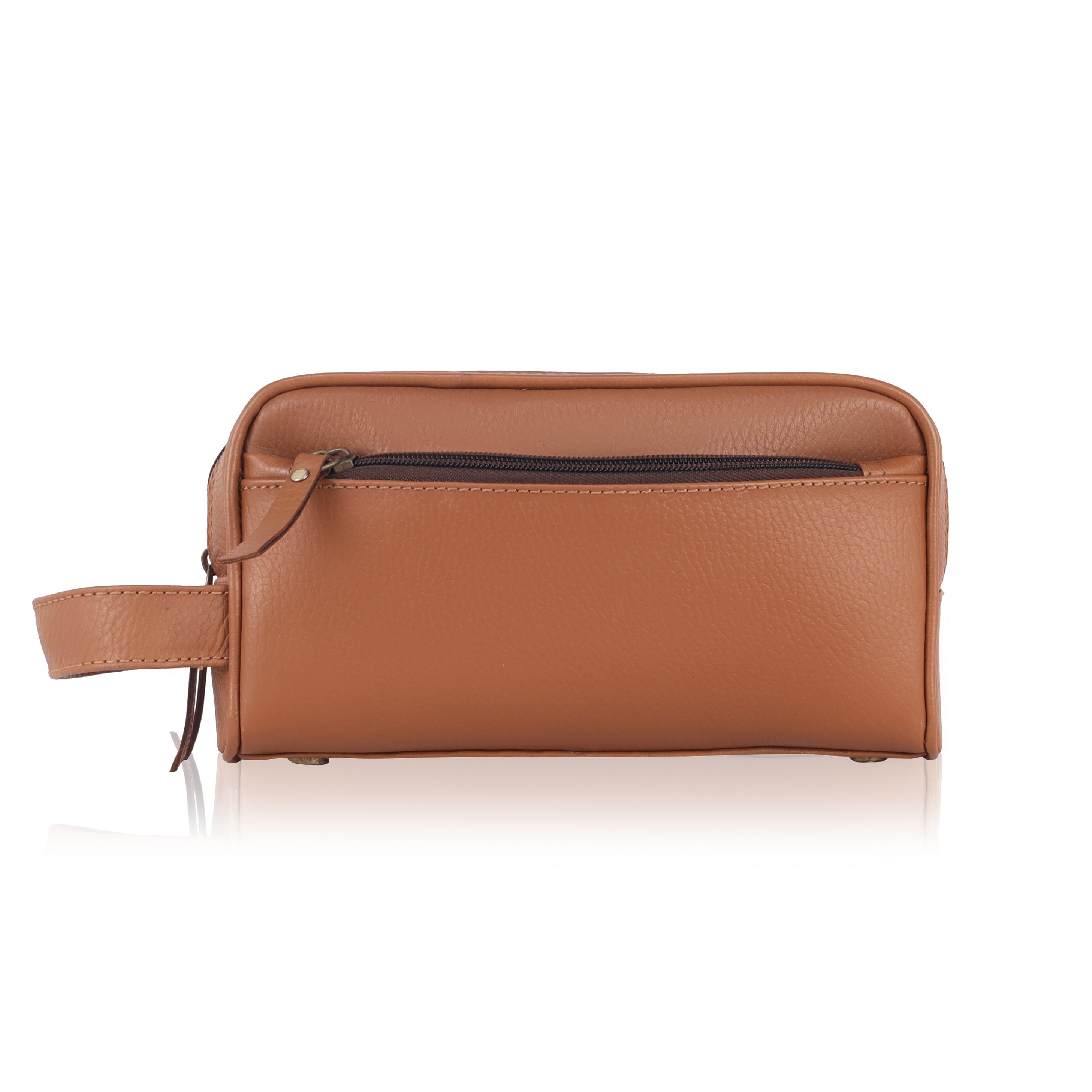 Tan Genuine Leather Voyager Dopp Kit