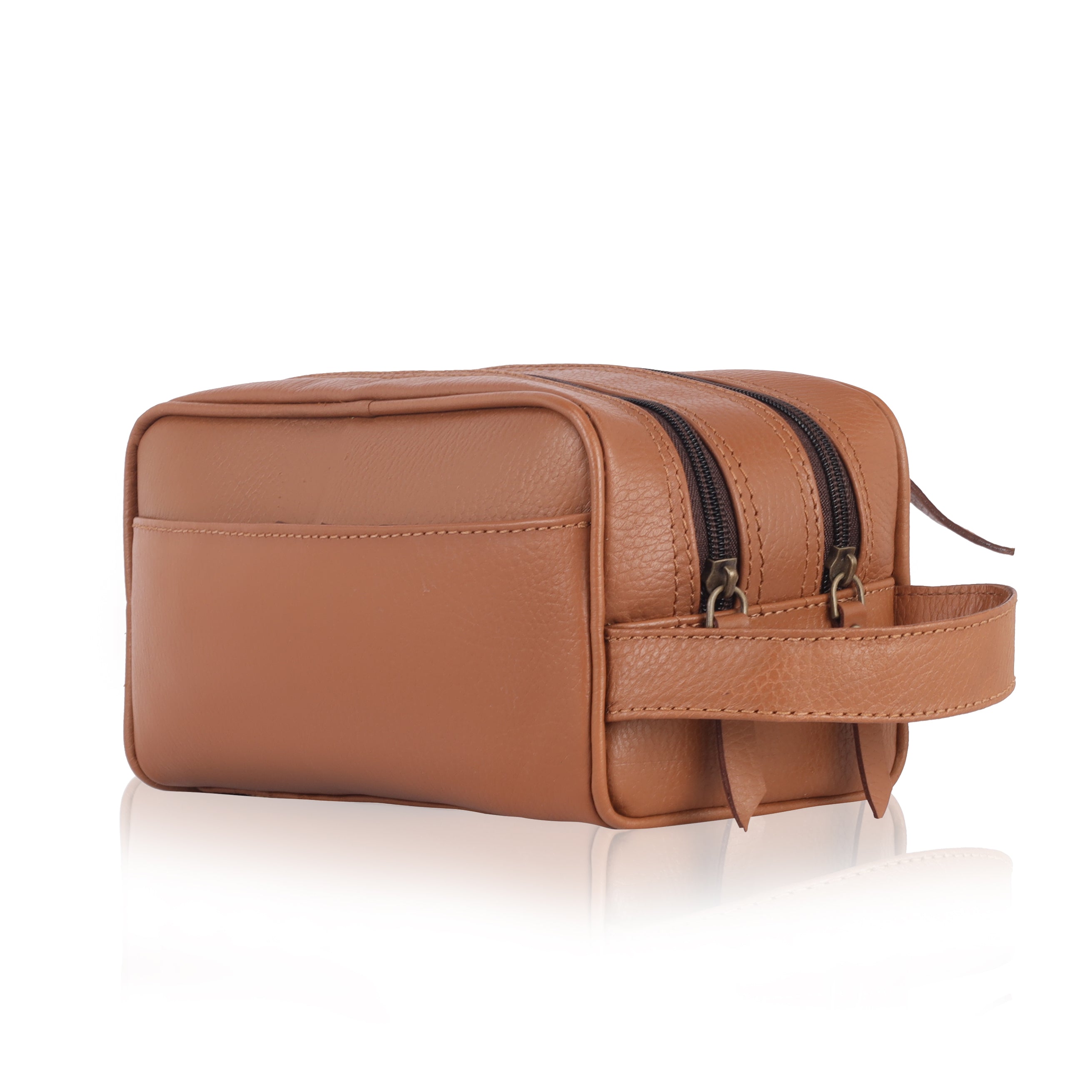 Tan Genuine Leather Voyager Dopp Kit