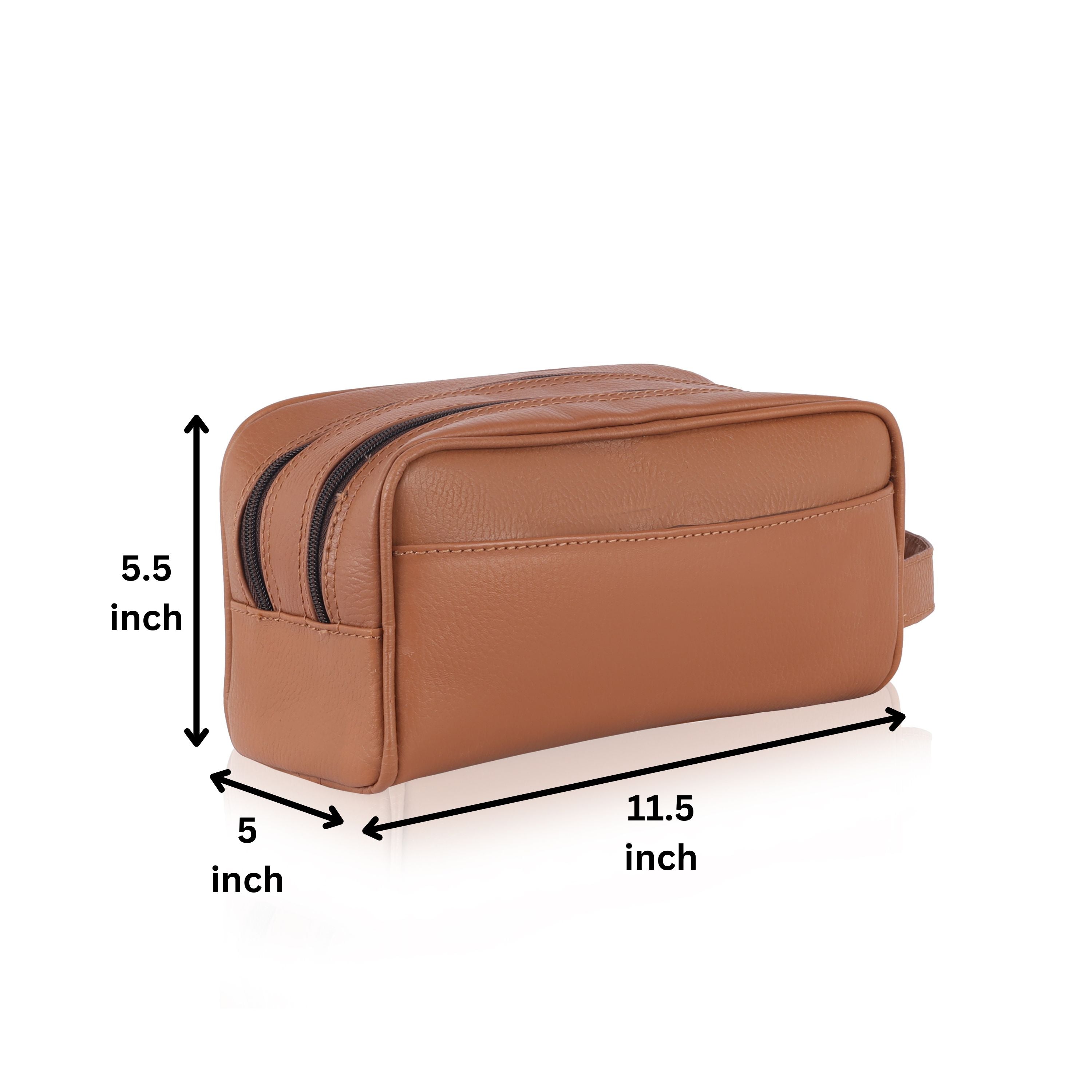 Tan Genuine Leather Voyager Dopp Kit